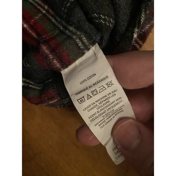 LL Bean Flannel Shirt Men Large Regular Red Gray Check Long Sleeve USA Trad Fit - Picture 3 of 8
